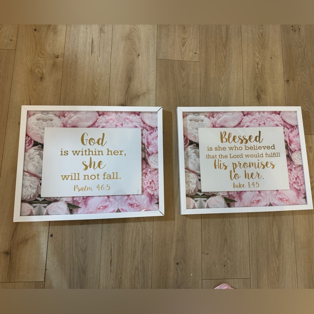 Inspirational Floral Wall Art Peony Christian wall picture 16 by 20” set of two